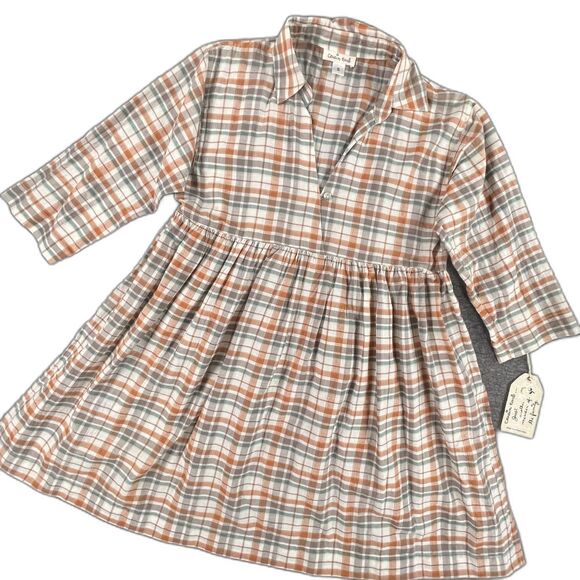 Cousin Earl Dresses & Skirts - NWT Cousin Earl Flounce Plaid Babydoll Mini Dress S Brown Country Cottagecore